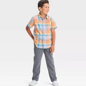Cat & Jack Boys’ Stretch Straight Fit Woven Pull On Pants - Gray